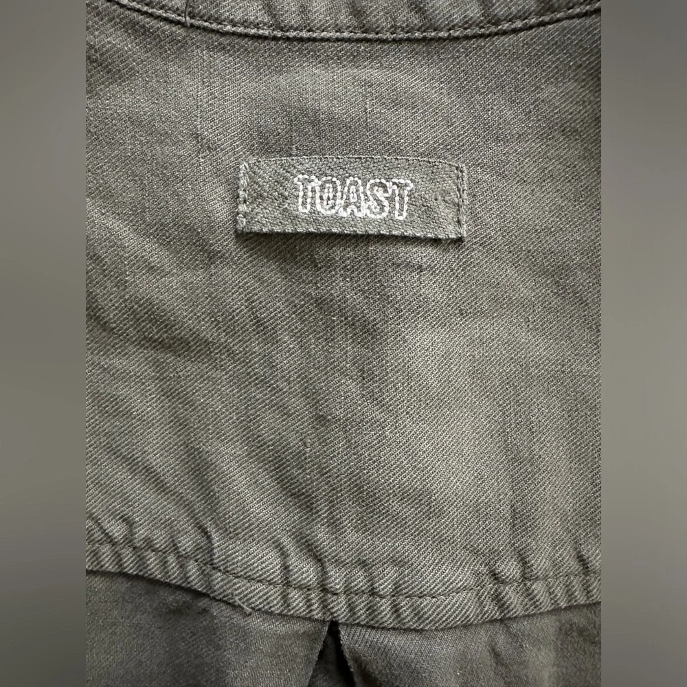 TOAST UK Elena Cotton Linen Tunic Shirt uk size 8/us 4 dark olive green khaki - Picture 4 of 10